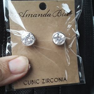 Amanda Blu Bezel Set Stud Earrings in Silver